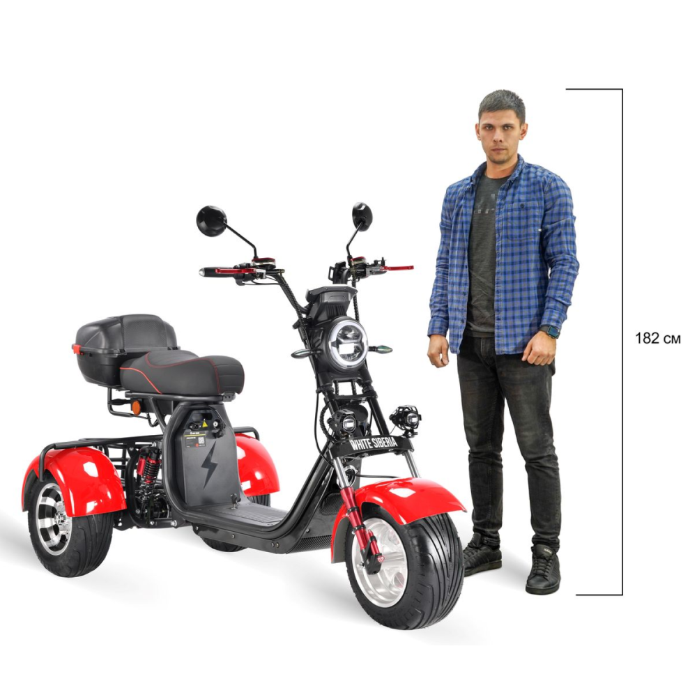 Трехколесный электроскутер CityCoco WHITE SIBERIA pro 3000W TRIKE+ красный 2 Трехколесный электроскутер CityCoco WHITE SIBERIA pro 3000W TRIKE+ красный 2